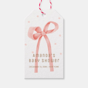 Cute Oh Baby Polka Dot Bow Baby Shower Gift Tags