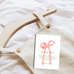 Cute Oh Baby Polka Dot Bow Baby Shower Thank You Card