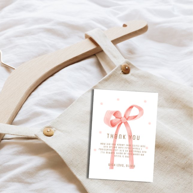 Cute Oh Baby Polka Dot Bow Baby Shower  Thank You Card (Cute Oh Baby Polka Dot Bow Baby Shower Thank You Card)