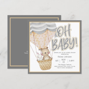 Cute Oh Baby Woodland Animals Baby Shower Invitation