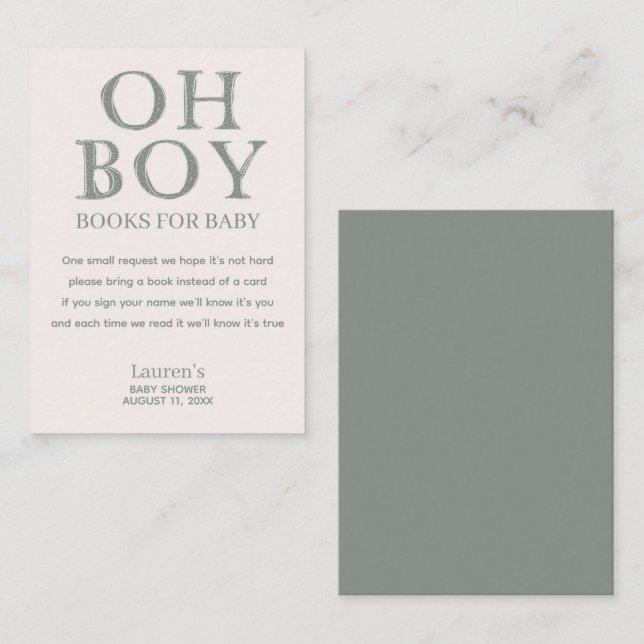Cute Oh Boy Green Dots Minimal Books for Baby Enclosure Card (Front/Back)