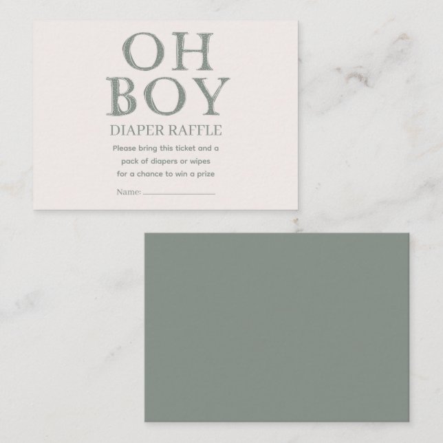 Cute Oh Boy Green Dots Minimal Diaper Raffle Enclosure Card (Front/Back)