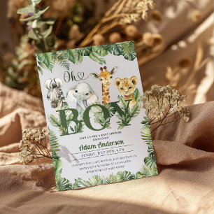 Cute Oh Boy Jungle Safari Baby Shower  Invitation