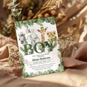 Cute Oh Boy Jungle Safari Baby Shower  Invitation
