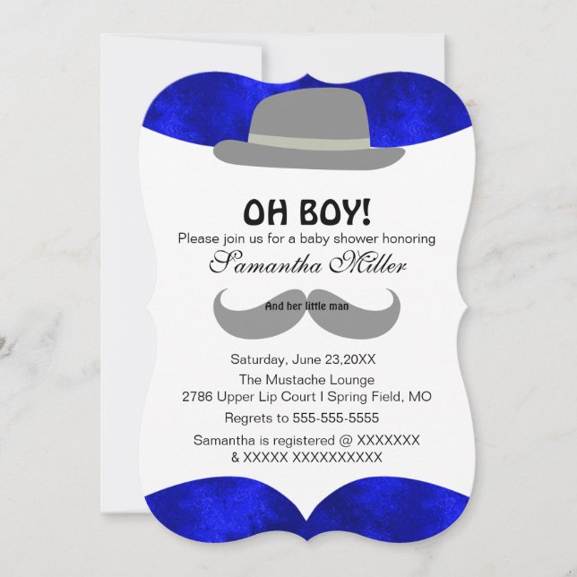 Cute Oh Boy Moustache Baby Shower Invitation (Front)