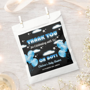 Cute Oh Boy Night Blue Balloons Modern Baby Shower Favour Bags
