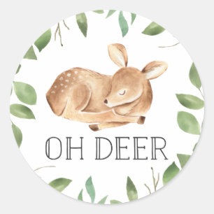 Cute Oh Deer Baby Shower Classic Round Sticker