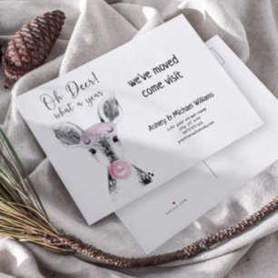 Cute Oh Deer What a Year Moving Announcement Postcard