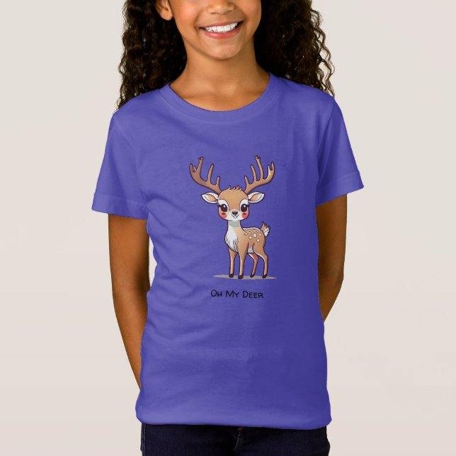 Cute Oh My Deer Design T-Shirt (Front)