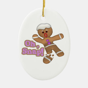 cute oh, snap gingerbread man cookie ceramic tree decoration