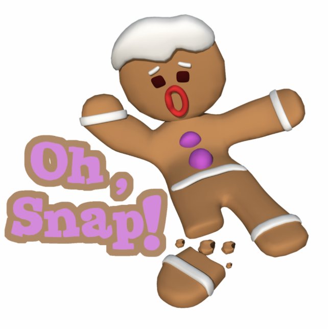 cute oh, snap gingerbread man cookie photo sculpture decoration (Front)