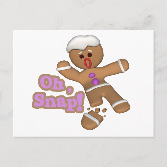 cute oh, snap gingerbread man cookie postcard (Front)