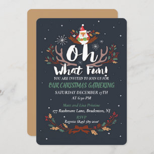 Cute Oh What Fun Christmas Party Invitation