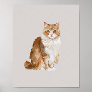 Cute Oil Painted Ginger Cat Poster | Cosy Orange T