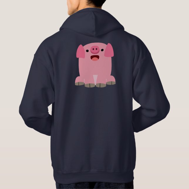 Cute Oinking Cartoon Pig Hoodie (Back)