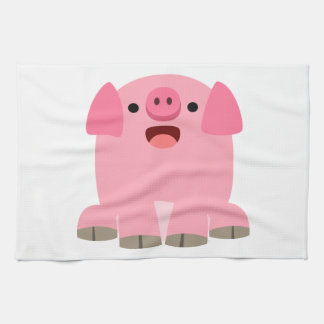 Cute Oinking Cartoon Pig Kitchen Towel
