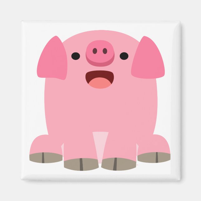 Cute Oinking Cartoon Pig Magnet (Front)