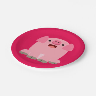 Cute Oinking Cartoon Pig Paper Plates