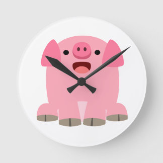 Cute Oinking Cartoon Pig Wall Clock