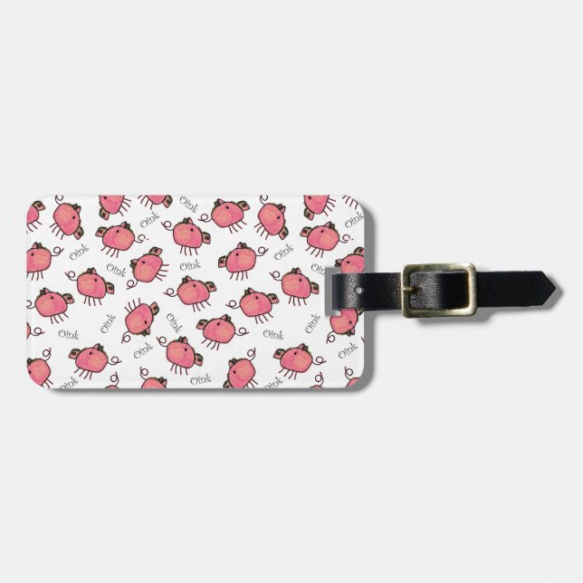 Cute Oinky Pigs Personalised Bag Tag (Front Horizontal)