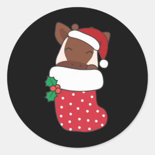 Cute Okapis In Christmas Stockings For Christmas Classic Round Sticker
