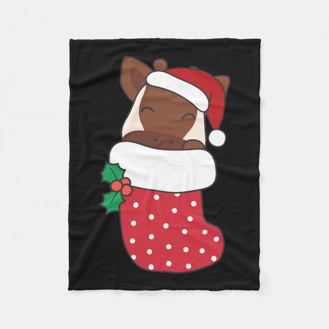 Cute Okapis In Christmas Stockings For Christmas  Fleece Blanket (Front)