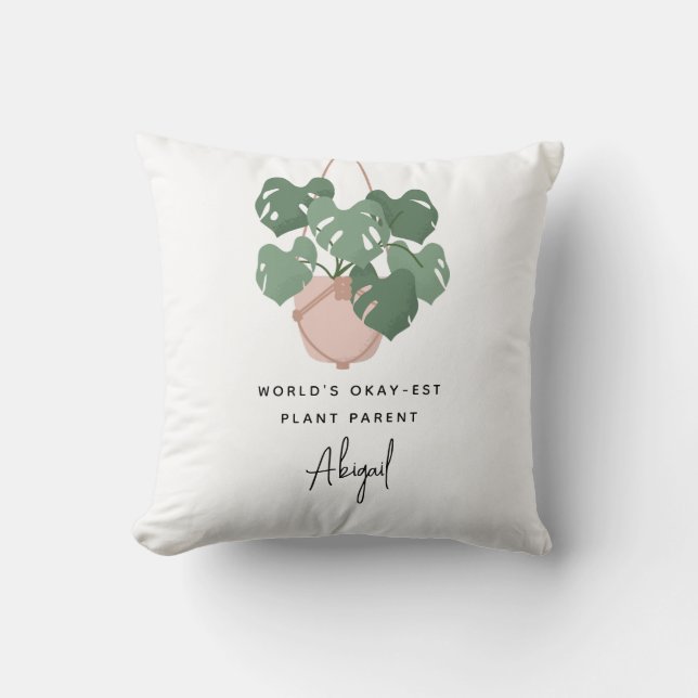 Cute Okay Plant Parent Personalised Cushion (Front)