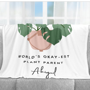 Cute Okay Plant Parent Personalised Fleece Blanket