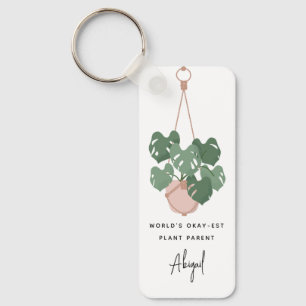 Cute Okay Plant Parent Personalised Key Ring
