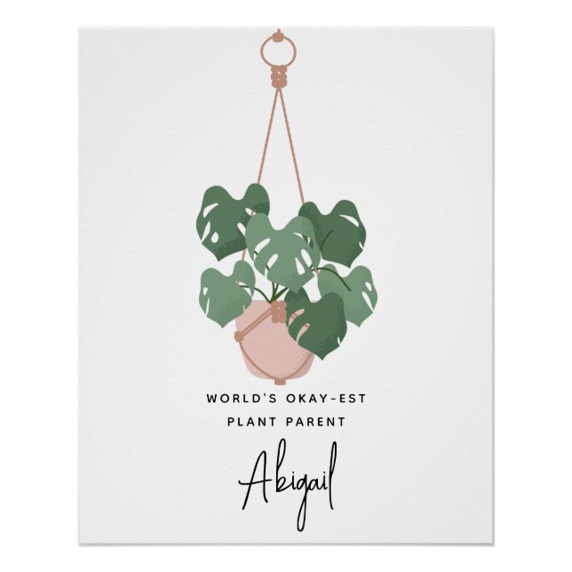 Cute Okay Plant Parent Personalised Poster (Front)