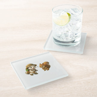 Cute Okojo and Squirrel – Okojo and Friends Glass Coaster