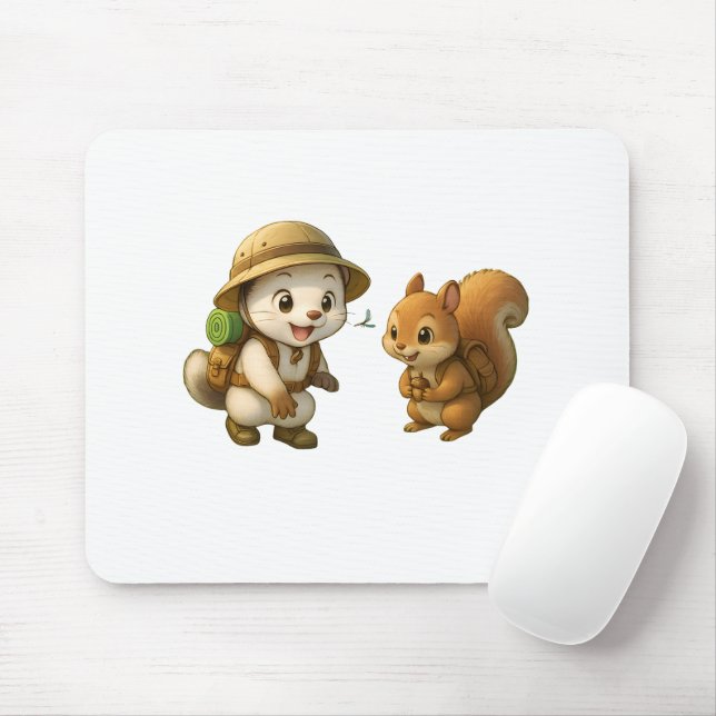 Cute Okojo and Squirrel – Okojo and Friends Mouse Mat (With Mouse)