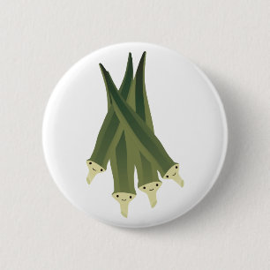 Cute Okra 6 Cm Round Badge