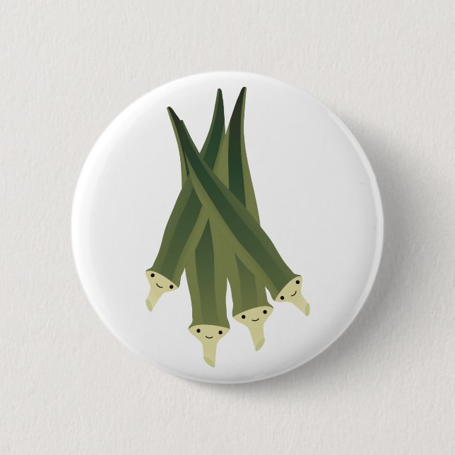 Cute Okra 6 Cm Round Badge (Front)