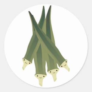 Cute Okra Classic Round Sticker