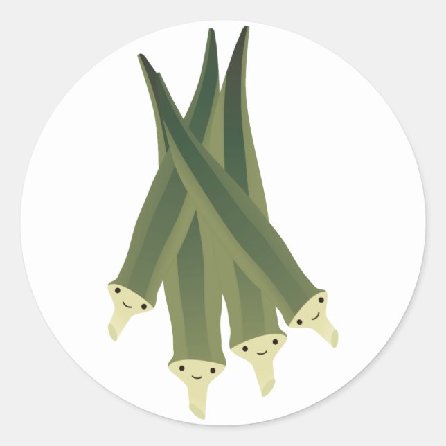 Cute Okra Classic Round Sticker (Front)