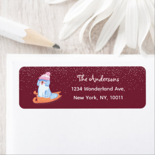 Cute Old English Sheepdog Dark Red Return Address