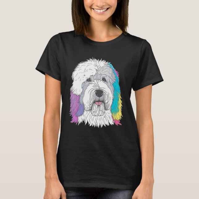 Cute Old English Sheepdog Dog on Bobtail  2 T-Shirt (Front)