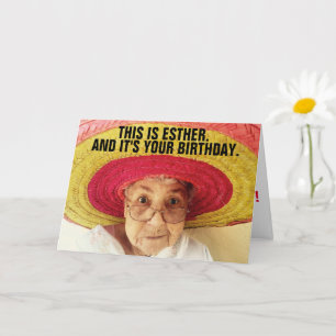 CUTE OLD LADY WITH MEXICAN HAT BIRTHDAY CARD 4 HER