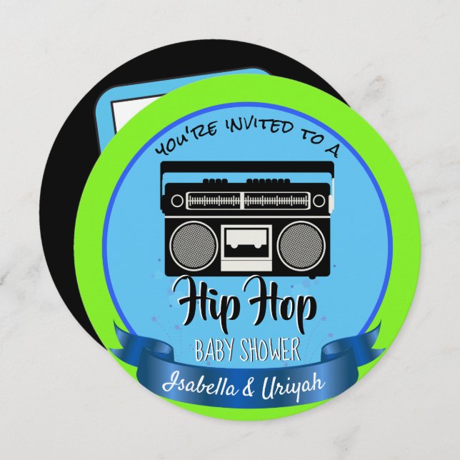Cute Old School Retro  Hip Hop Invitation (Front/Back)