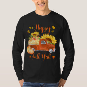 Cute Old Truck and Pumpkins Happy Fall Y'all Thank T-Shirt