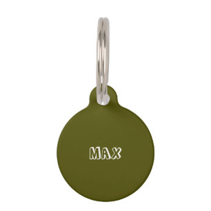 Cute olive green custom Name info modern dog cat Pet Tag