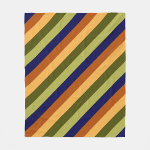 Cute Olive Sage Navy Stripes Medium Fleece Blanket