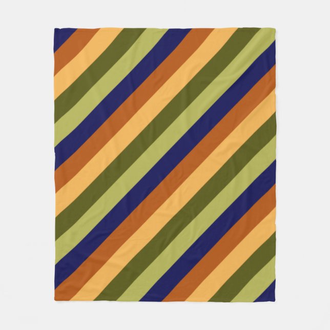 Cute Olive Sage Navy Stripes Medium Fleece Blanket (Front)
