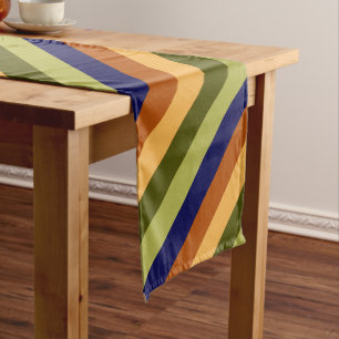 Cute Olive Sage Navy Stripes Medium Table Runner