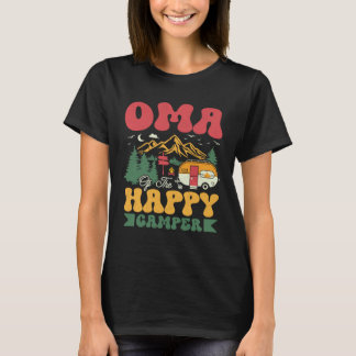 Cute Oma Of The Happy Camper Groovy Camping Trip T-Shirt
