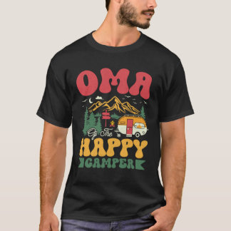 Cute Oma Of The Happy Camper Groovy Camping Trip T-Shirt