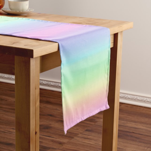 Cute Ombre Pastel Rainbow Gradient Party Short Tab Short Table Runner (In Situ)
