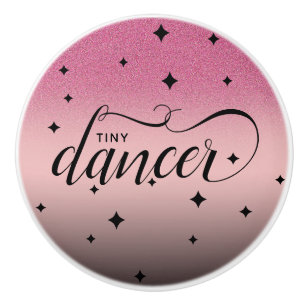 Cute Ombre Pink Glitter Starry Tiny Dancer Ceramic Knob