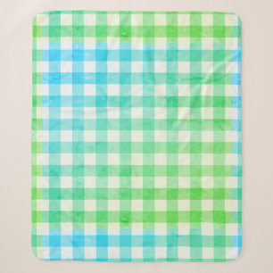 Cute Ombre Plaid Gingham Country Farmhouse Sherpa Blanket